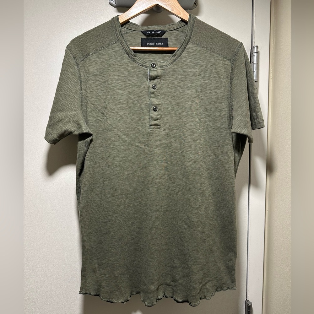 Wings + Horns 1x1 Slub Short Sleeve Henley